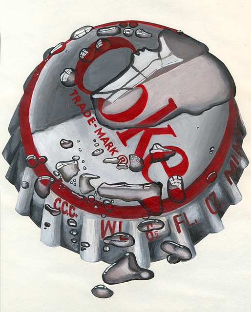 Free acrylic bottle caps photorealism illustration
