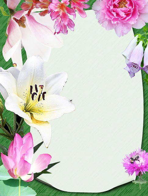 Free stationery summery blossoms illustration