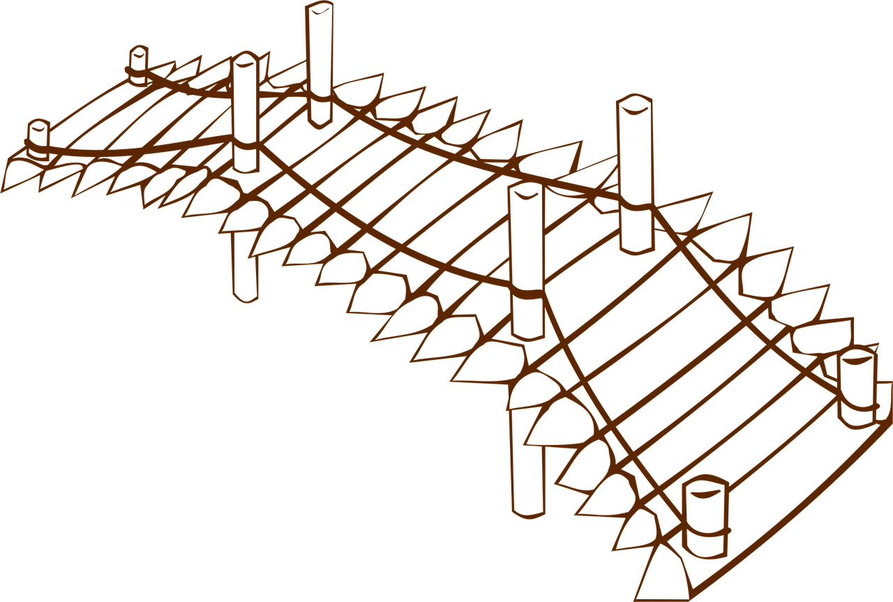 Free bridge construction wooden vector