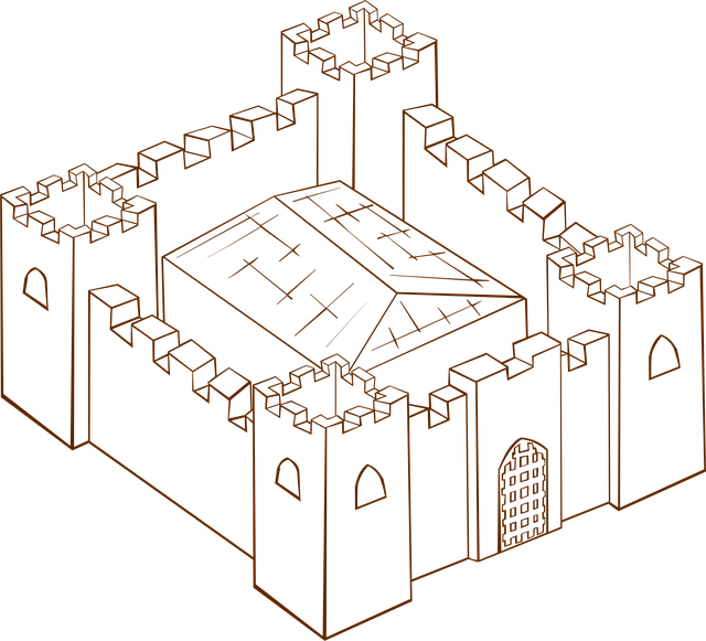 medieval castle drawing easy