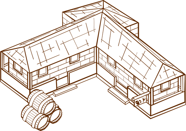 Free house farm barrels vector