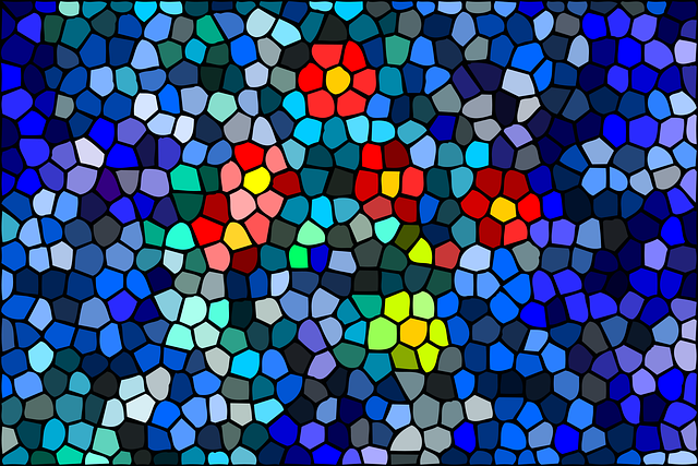 Free mosaic beautiful flowers blue vector