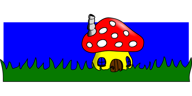 Free mushroom house cartoon illustration