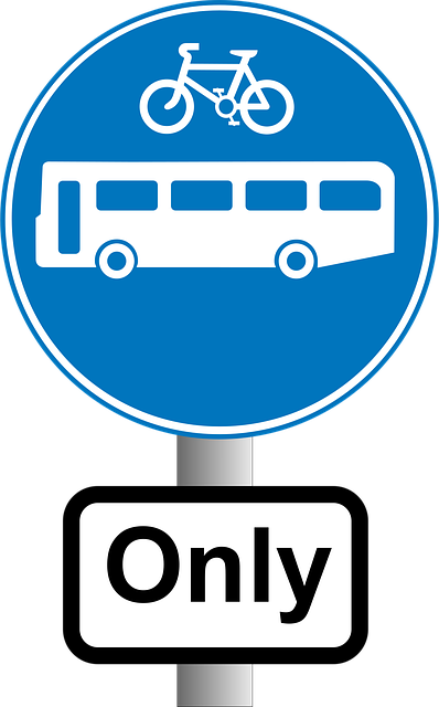 Free bus bike road sign illustration