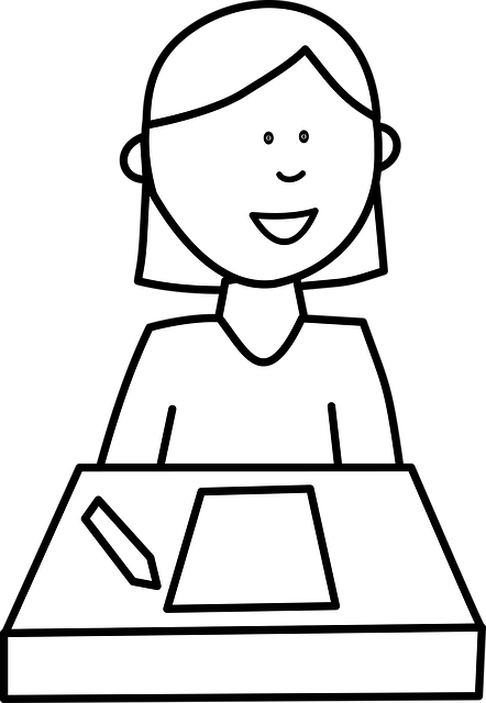 Free student desk girl vector