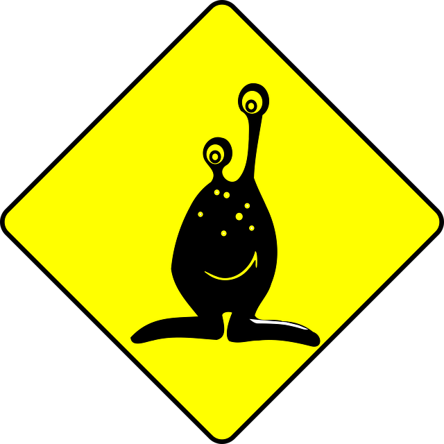 Free alien humor road sign illustration