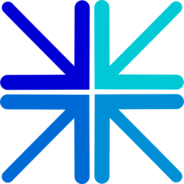 Free meeting point arrows blue illustration