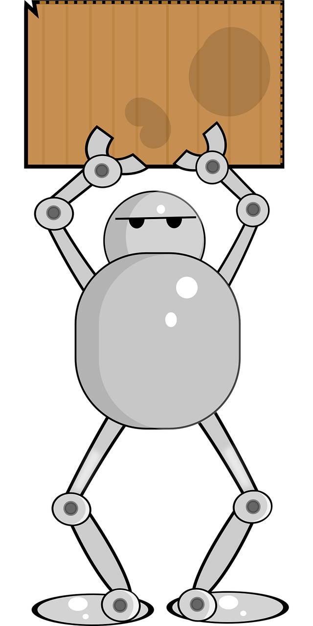robot lifting brown box clip art preview