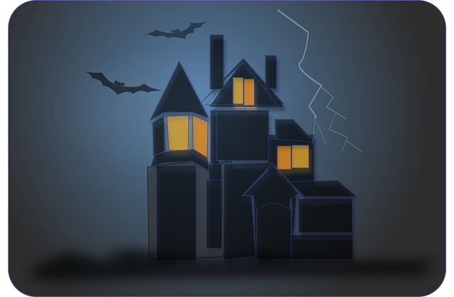 Free haunted house bats ghosts illustration