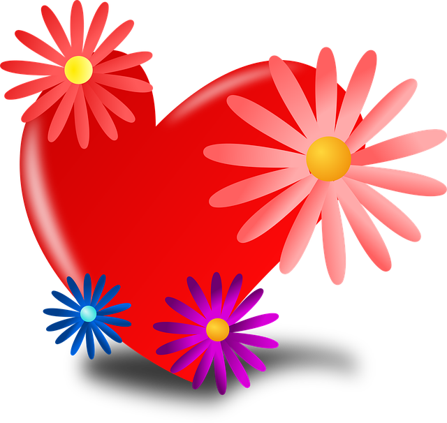 Free valentine heart beautiful flowers vector