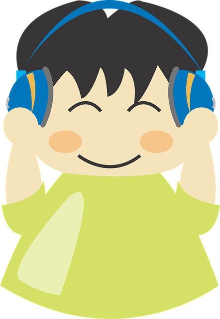 Free headphone listening music vector