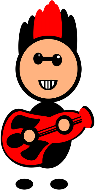Free rockstar cartoon lead guitarist vector