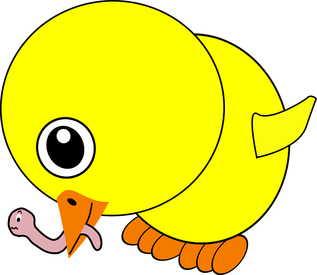 Free chick worm eating illustration