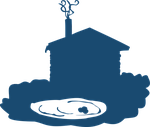 blockhouse, house, pond