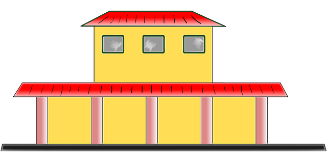 Free train station building house vector
