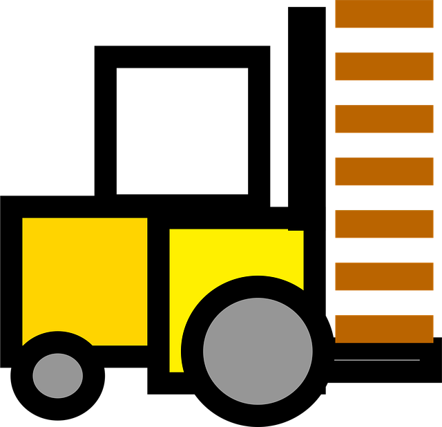 Free stacker fork truck pallet transporter vector