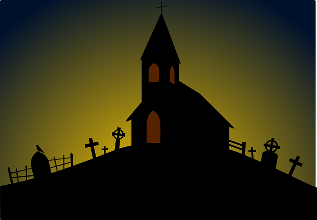 Free mystery landscape church vector