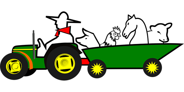 Free farmer animals car illustration
