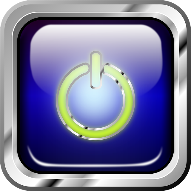 Free button power blue vector