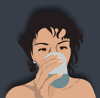 Vrouw, Drinken, Glas, S Nachts, Dorst