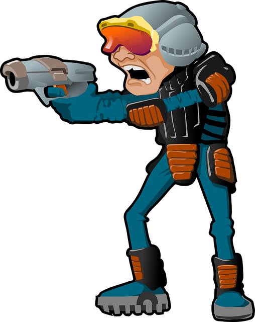 Free man gun helmet vector