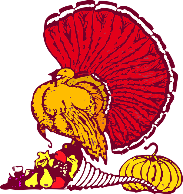 Free turkey cornucopia food illustration