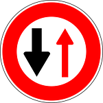 oncoming traffic has priority, traffic sign, sign