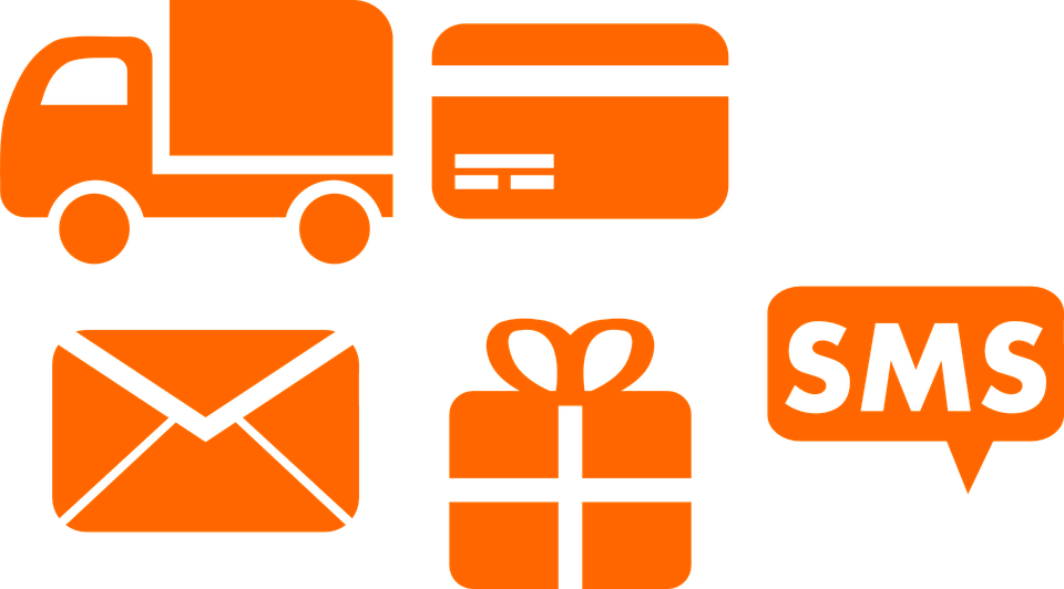 Commerce, Credit, Delivery, Gift, Mail, Shipment, Sms