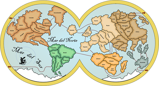 Mapa, Tierra, Continentes, Los Paises