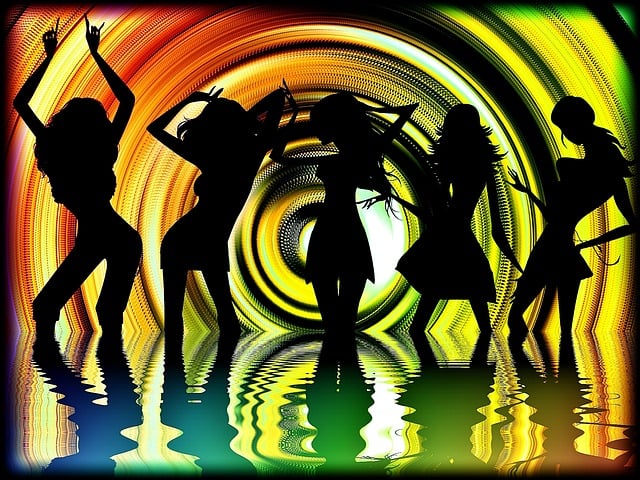 Free to dance silhouette music illustration