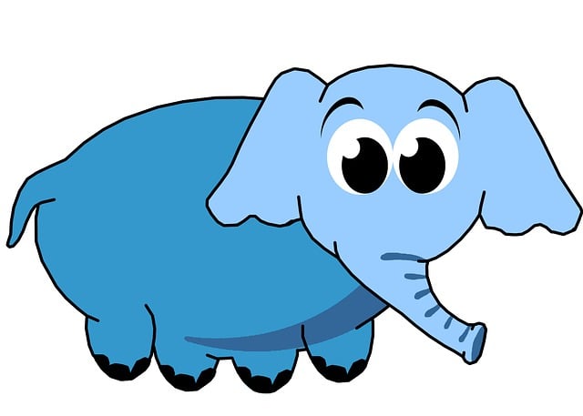 Free blue elephant cute illustration