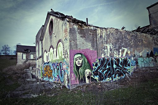 Graffiti, Průmysl, Budova, Starý