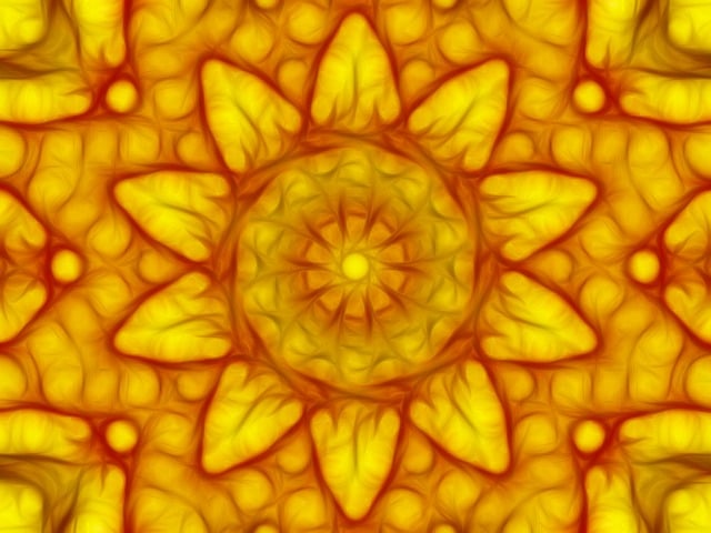Free kaleidoscope floral mandala yellow illustration