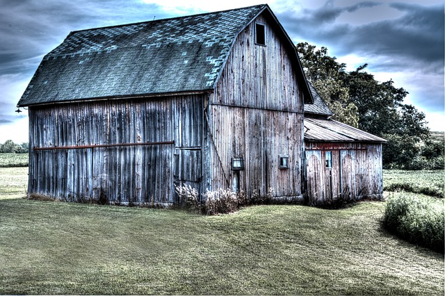 Celeiro, Fazenda, Rural, Céu, Nuvens