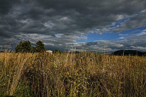 Krajina, Bouřková Nálada, Mraky, Tráva