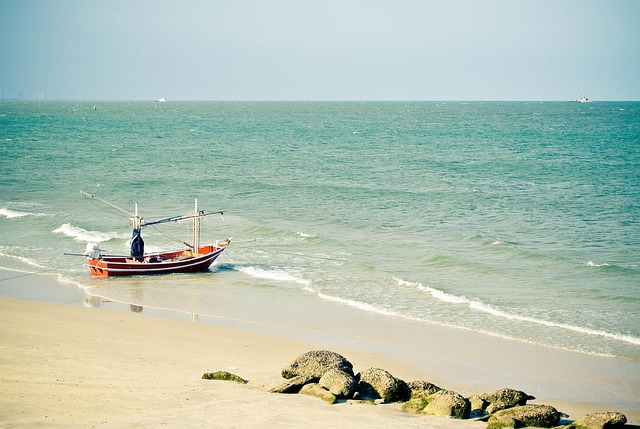 Barco De Pesca, Oceano, Mar, Playa