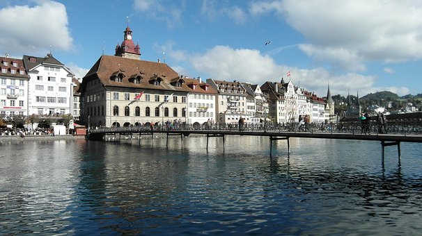 Luzern, Radnica, Reussteg, Most, Reuss