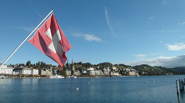 Luzern, Lake Lucerne, Swiss Flag, Vlajka