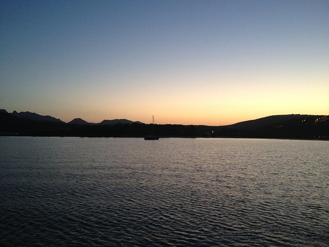 Solnedgang, Hav, Nat, Vand, Skib, Kyst