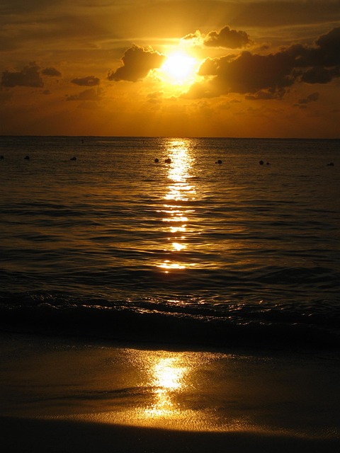 Atardecer, Mar, Oceano, Agua, Reflexión