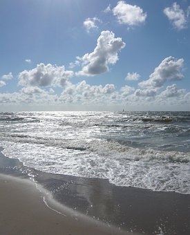 Sea, North Sea, Sky, Clouds, Surf Sea, North Sea, Sky, Clouds, Surf, Beach