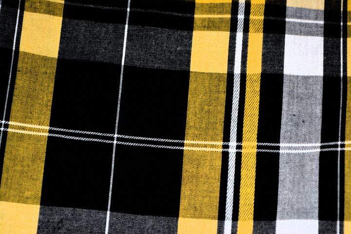 Plaid, Yellow, Black, Pattern, Fabric
