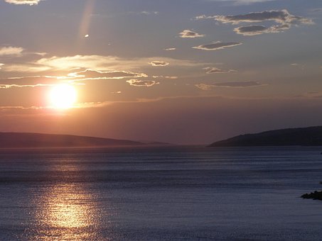Zonsondergang, Lucht, Land, Zomer