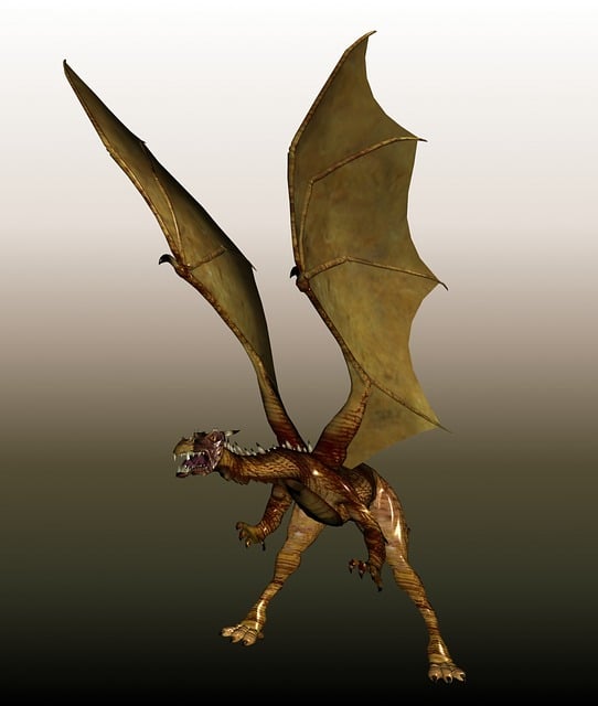 Free dragon golden grey illustration