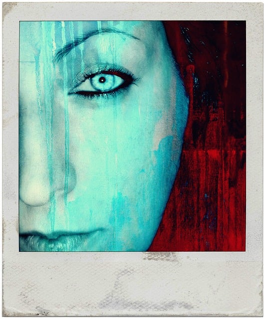 Blau, Frau, Auge, Gesicht, Polaroid