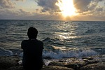 sunset, sea, homesickness