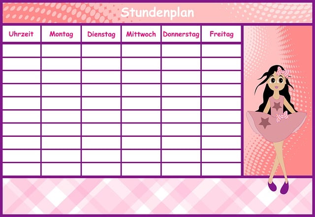 Free timetable girl time management illustration