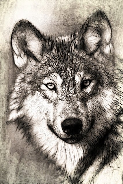 Free wolf portrait head illustration