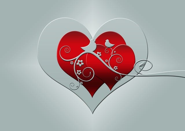Free hearts birds kringel illustration