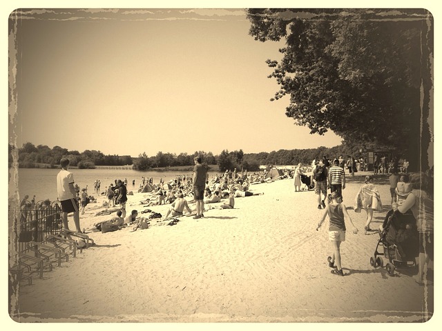 Strand, Vintage, Zand, Water, Vakantie